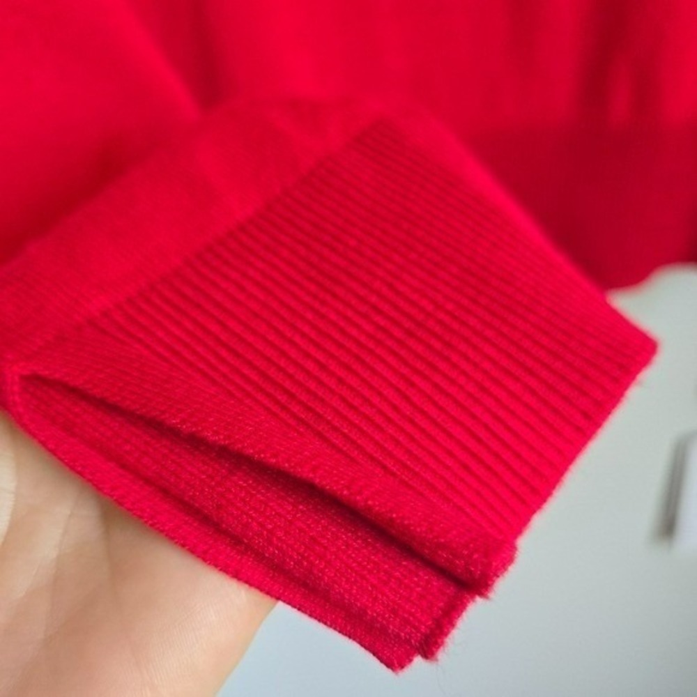 525 America NEW Cherry Red Maddi Johnny Collar V-neck Sweater SZ XL Nautical - Picture 11 of 13
